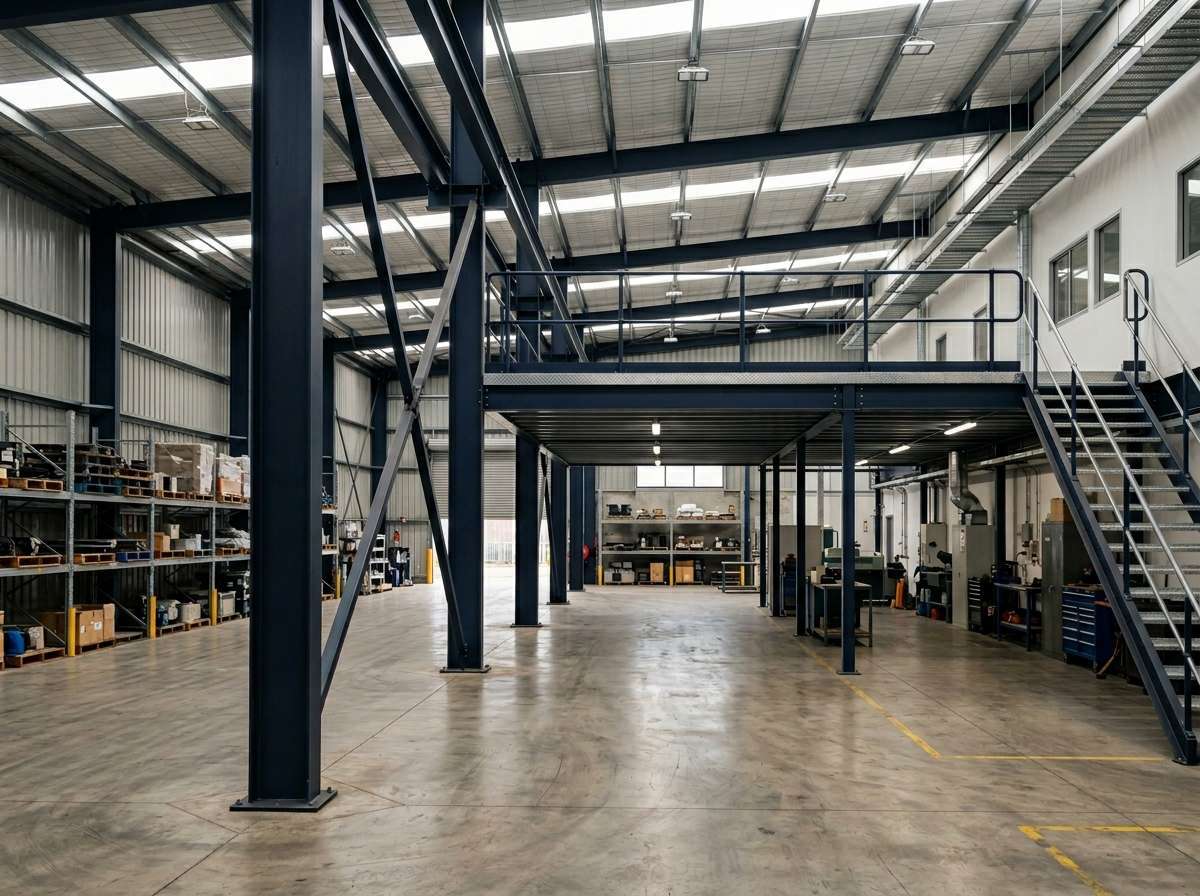 Industrial steel structure warehouse interior Melbourne